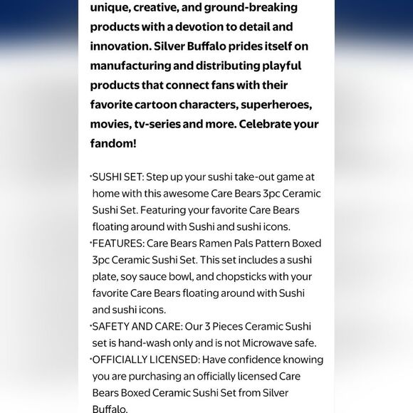 Silver Buffalo X Care Bears Ceramic Sushi Plate Set - Picture 11 of 13